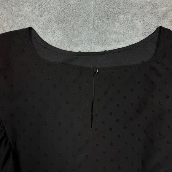 THML Charlotte Black Swiss Dot Embroidered Floral Ruffle Blouse Boho Medium - Picture 4 of 10